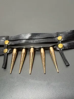 Black Faux Leather Spike Choker Necklace thumbnail 5
