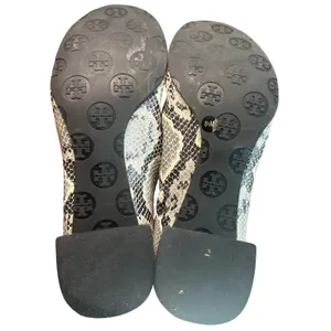 Tory Burch Claire Snake Embossed Python Block Heel Pumps Gray Black 8.5 thumbnail 9
