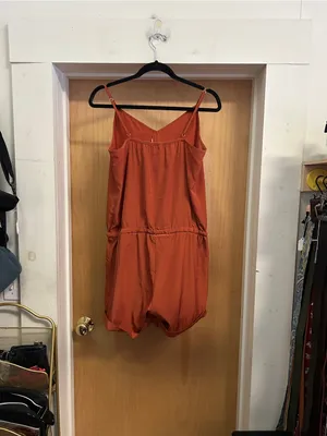 J Crew Satin Brick Colored Romper with Pocket and Adjustable Straps - size S thumbnail 3