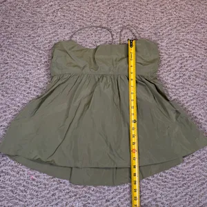 Wilfred Aritzia Olive Green Tie Back Babydoll Cami Top Large Open Back Taffeta thumbnail 6