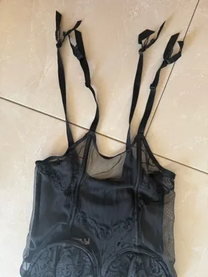 Vintage Victoria’s Secret Black Embroidered Corset Bustier Top thumbnail 4