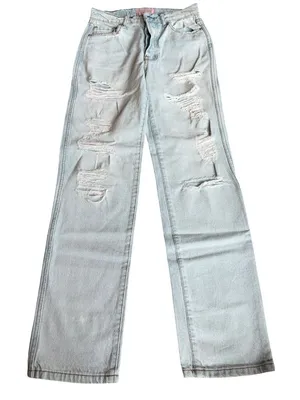 Revice High Waisted Straight Leg Jeans Distressed Denim Light Wash Size 26 Women thumbnail 1