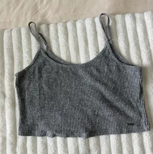 Hollister Gray Ribbed Cropped Cami Top thumbnail 1