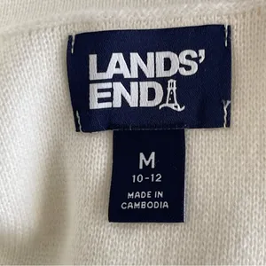 Lands’ End Knit Sweater Blazer White Women’s Size M 10-12 Casual Neutral Cotton thumbnail 7