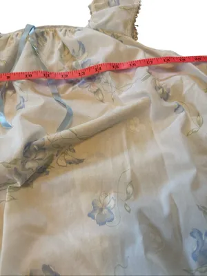 80s Vintage Cotton White and Blue Floral Midi Nightgown Sleep Dress Small thumbnail 3