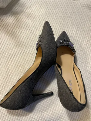 Nine West Gray Pointed-Toe Pumps with Crystal Accent thumbnail 9