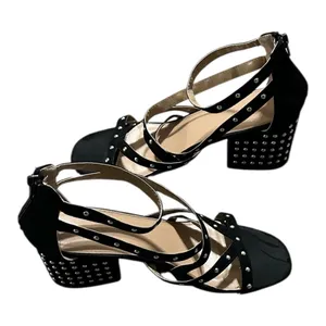 Chic Black Studded Women's Heels Size 10 thumbnail 1