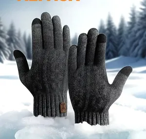 Unisex Alpaca Velvet Blend Winter Thermal Driving Gloves Gray Touchscreen LARGE thumbnail 1