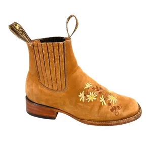 La Sierra Western Boots Floral Embroidery Size 7 Light Brown Nubuck thumbnail 1