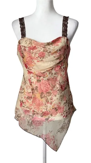XOXO Y2K Fairy Chiffon Floral Handkerchief Top thumbnail 1