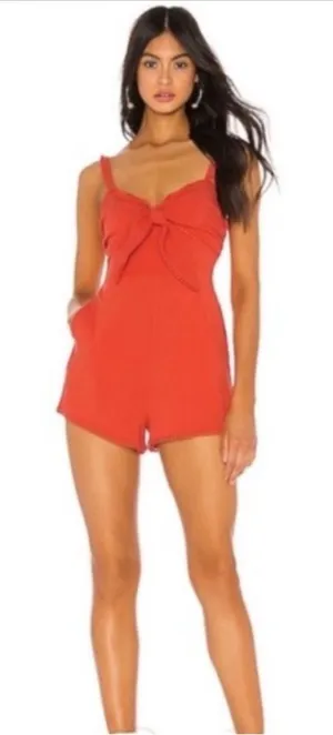 Majorelle Joyce Linen Blend Romper in Red Sz S EUC Summer Sexy Beachy Date thumbnail 1