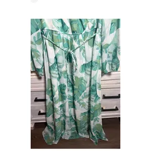 Soft Surroundings Kaia Maxi Dress Large Palm Print Flowy Faux Wrap Effortless thumbnail 8