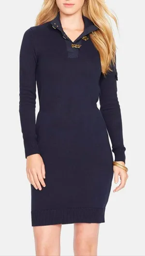 LRL Lauren Jeans Co. Ralph Lauren Navy Sweater Dress Size Small thumbnail 1