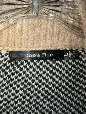 Doe & Rae Women's Beige Black White Plaid Colorblock Open Front Cardigan Sweater thumbnail 6