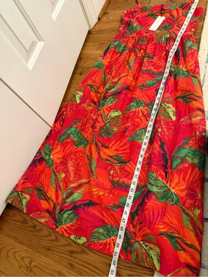 Maison d'Amélie tropical print red maxi dress NWT Size Small Linen Blend thumbnail 10