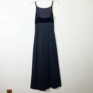 Vintage 90’s Byer Too! Black Velvet Sparkly Maxi Formal Party Dress Size S thumbnail 4
