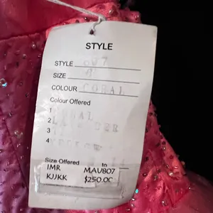 NWT Mauri Simone Coral Pink Beaded Prom Ball Gown Barbie Formal Dress 6 thumbnail 5