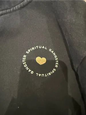Spiritual Gangster Black Crewneck Sweatshirt with Gold Heart Logo thumbnail 3