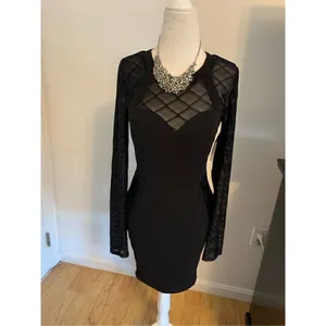 Black sexy dress formfitting, long sleeve black dress medium thumbnail 4