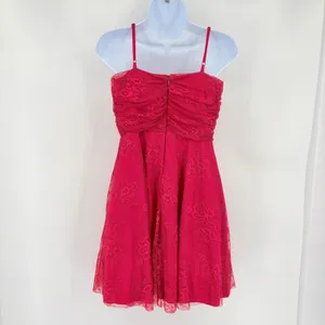 Layered with Love Mini Lace Dress Sz M New Red Hoco Coquette Corsette Fit Flare thumbnail 7