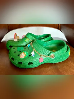 Lucky Charms Crocs sz J 6 Sparkle Green Clog Classic Marshmallow Charms jibbits thumbnail 4