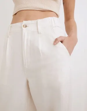Madewell Cotton-Linen Pleated Wide-Leg Pants thumbnail 4