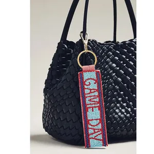 ANTHROPOLOGIE Beaded Bag Charm - Light Blue thumbnail 2