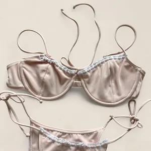 PacSun Beverly & Beck blush pink underwire crochet bikini set size small NWT thumbnail 3