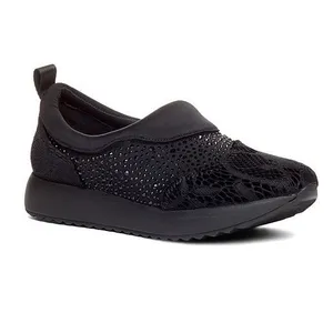 Yellow Box Womens 7.5 Liam Slip On Sneakers‎ Black Lace Rhinestone NIB thumbnail 2