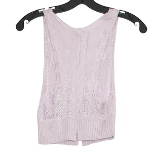 Free People Cropped Sweater Vest Y2K Cottage Preppy Academia Pastel Purple XS thumbnail 6