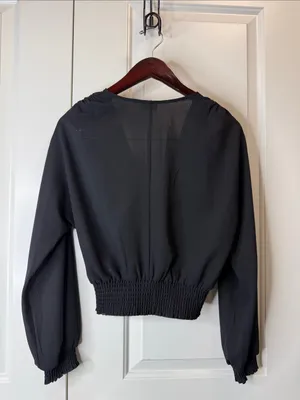 Aritzia Wilfred Wistful Blouse Wrap Style Black S thumbnail 5