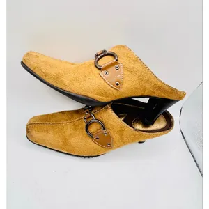 Aerosoles Monty Vintage Camel Y2K Boho suede mules slides heels shoes sz 6.5 thumbnail 3