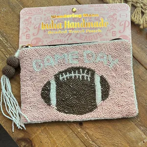 Lindau Handmade Pink Beaded Game Day Clutch thumbnail 3
