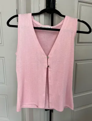 Abercrombie & Fitch V-Neck Cutaway Sweater Vest, XS, Light Pink NWT thumbnail 3