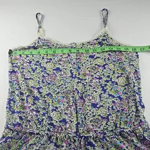 Victoria's Secret Blue Floral Lace Trim Cami Romper Small‎ thumbnail 5