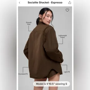 Alo Yoga NWT Socialite Shacket Button Down Pockets Expresso Size L SOLD OUT thumbnail 4