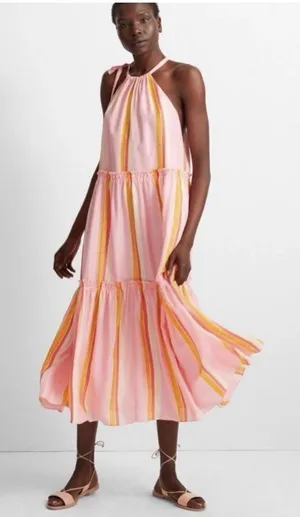 NWT Club Monaco Amirra Maxi 100% Silk Dress Pink Striped Sleeveless Sundress thumbnail 1