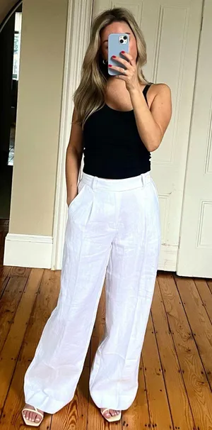 Madewell NWT White Harlow Wideleg Linen Pants 8 thumbnail 3
