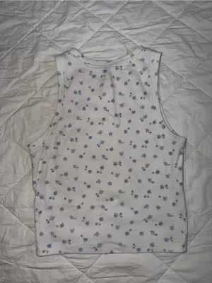 Hollister White Tank Top with Blue Floral Print thumbnail 3