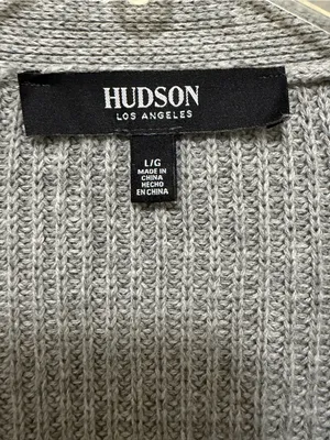 Hudson Jeans Cotton Button-Down Cardigan Sweater Grey Large thumbnail 6