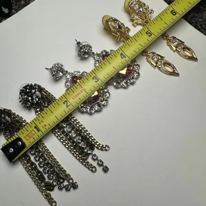 Sparkly Statement Rhinestone Mix Dangle Drop Pierced Earrings Lot Of 3 thumbnail 8