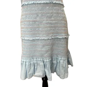 NWT Chelsea & Violet Smocked Mini Dress Ruffle Tiered Mayan Blue Size Large‎ thumbnail 4