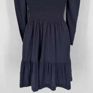 Nation LTD Noel Babydoll Dress XS Navy Pima Cotton Smocked Tiered Mini‎ thumbnail 11