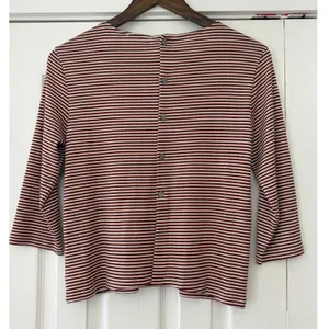 Theory Sedona Multi Striped Lowell‎ Knit Square Tee Button Back Top P thumbnail 3