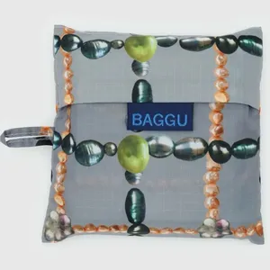 BAGGU Standard Tote Bag - Beaded Plaid Print - Holds up to 50 lb NWT Fun Gift! thumbnail 2