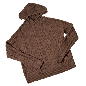 Edikted Cable Knit Pullover Hoodie Women Medium Brown Coquette Dark Academia thumbnail 1