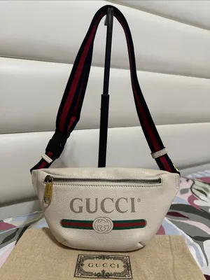 Gucci Off-White/Light Beige Leather Logo Web Belt/Body Bag thumbnail 1