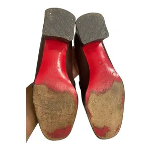 VTG Christian Louboutin Paris Brown Pebbled Leather Tassel Loafer Block Heel thumbnail 12