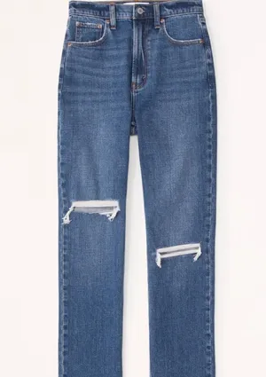 Abercrombie & Fitch Ankle Straight Ultra High Rise Blue Jeans Size 14 Long thumbnail 1