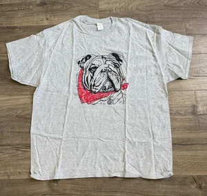 7 Gray Bulldog Graphic‎ T-Shirt Short Sleeve Crew Neck thumbnail 1